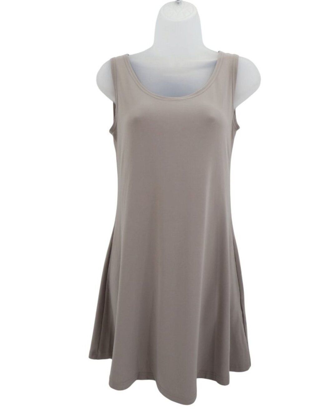 Sympli Sleeveless Tank Dress Scoop Neck Gray Jersey Knit Knee Length Size 2